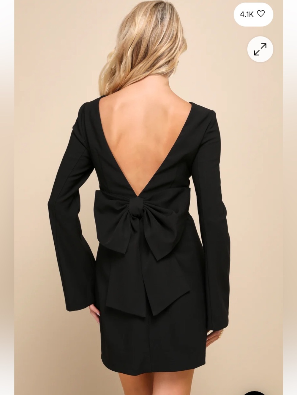 Lulu’s NWT Little Black Dress Open Back Big Bow LBD Mini Party Dress Small